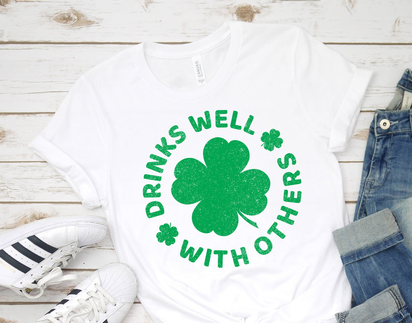 Drinks Well With Others T-Shirt, Funny Beer & Party TShirt, St. Patrick’s Day Drinking Tee