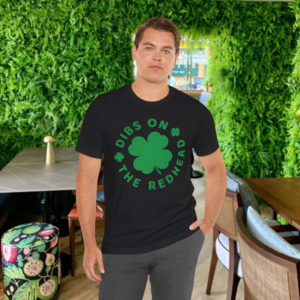 Dibs On The Redhead T-Shirt - Unisex Funny Mens Distressed Shamrock Shirt