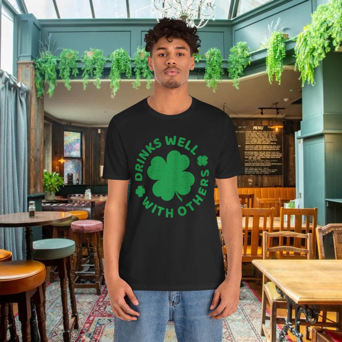 Drinks Well With Others T-Shirt, Funny Beer & Party TShirt, St. Patrick’s Day Drinking Tee