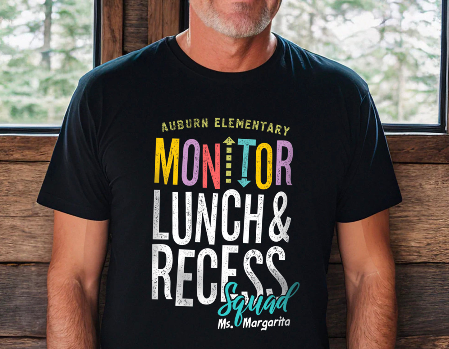 Personalized School Monitor T-Shirt - Monitor Lunch and Recess - Custom Name & School