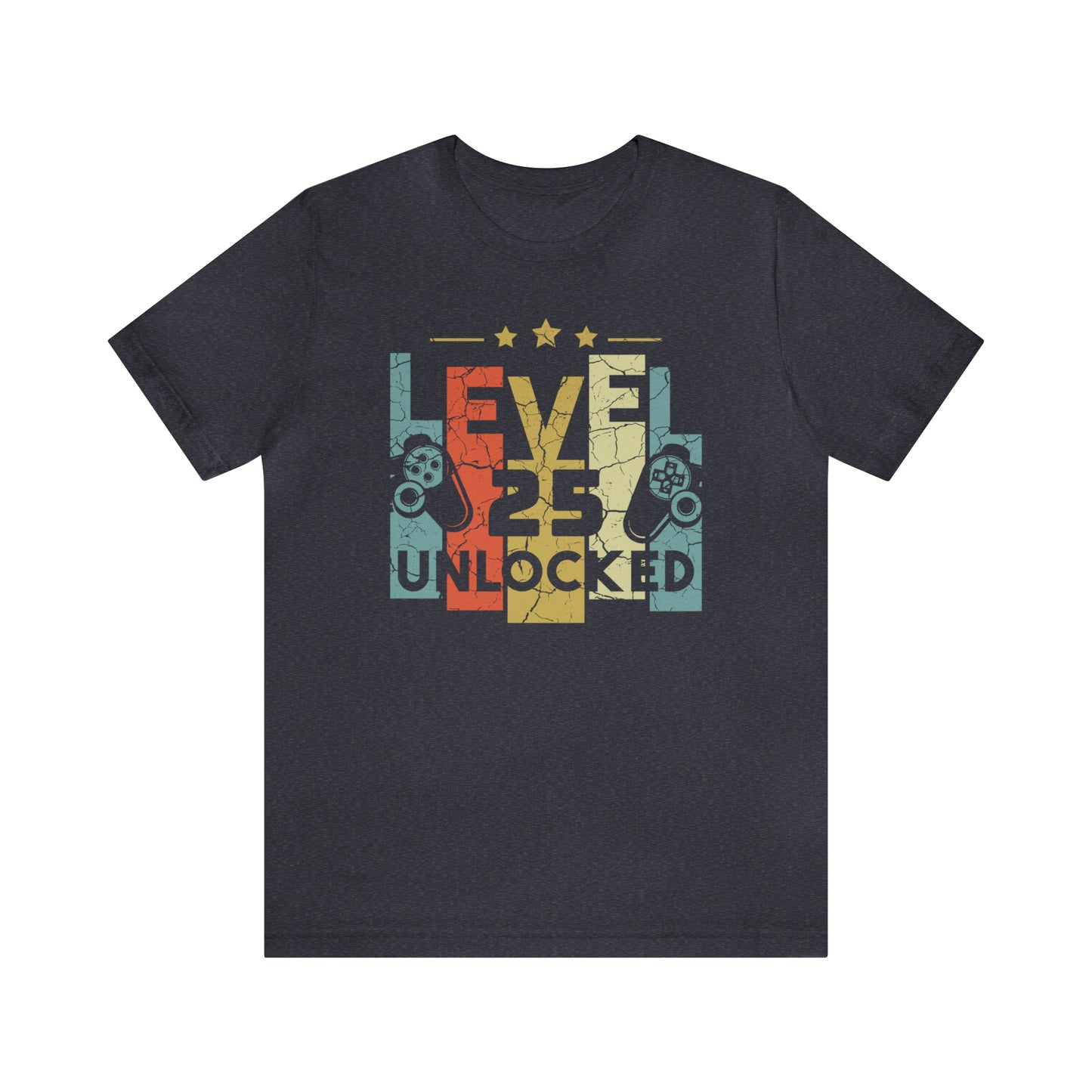 25th Birthday Gift for son or daughter, Level 25 Unlocked Funny Gamer Shirt for boy or nephew