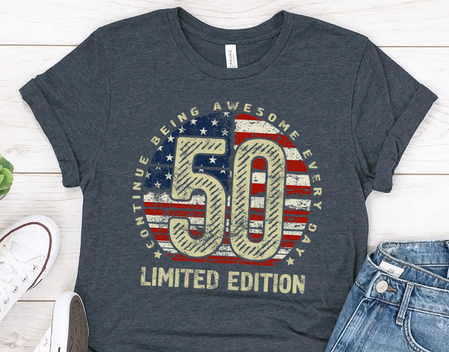 50th birthday Gift t-shirt for Men or Women, Turning 50 Celebration Tee, Made in USA Party Shirt