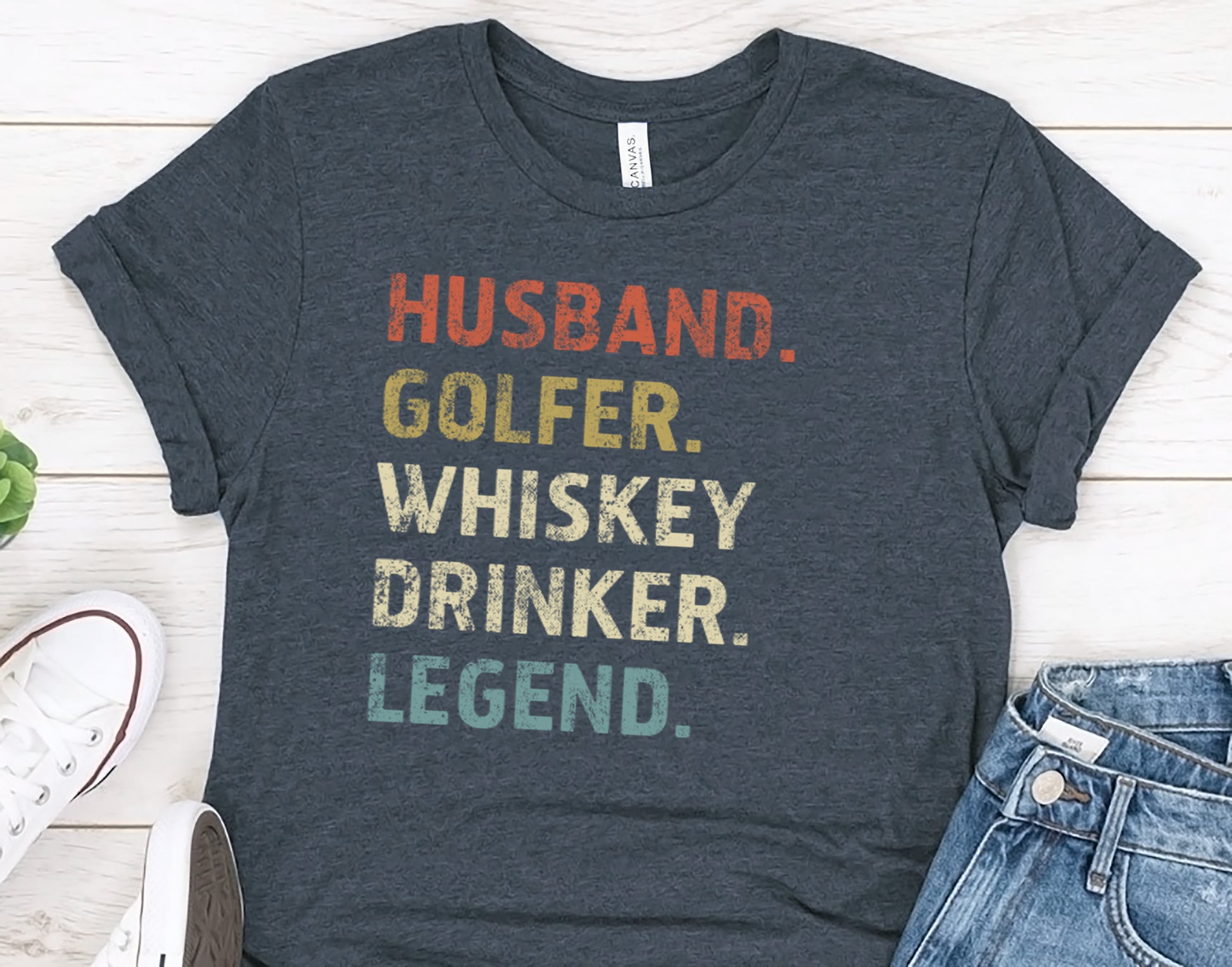 Husband. Golfer. Whiskey Drinker. Legend. T-Shirt for Men, Gift for Golfers