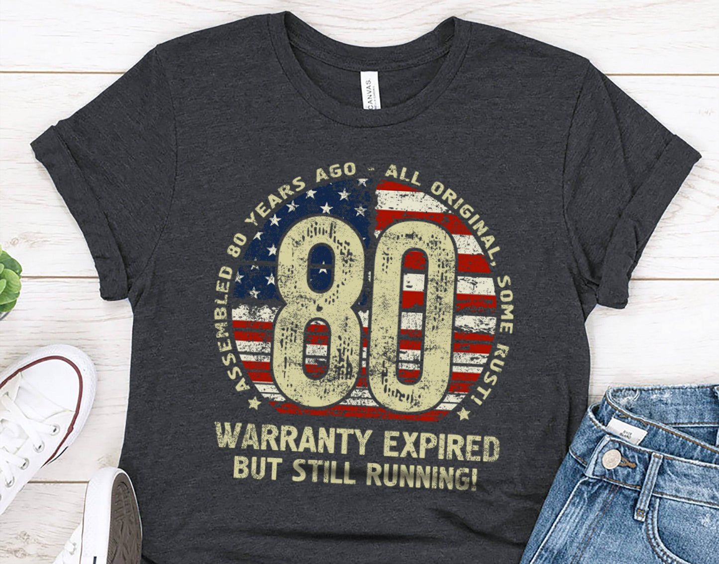 Born 80 Years Ago Shirt, 80th Birthday Gift, Turning 80 Sweatshirt, Patriotic T-Shirt for Him, for Men or Women 010