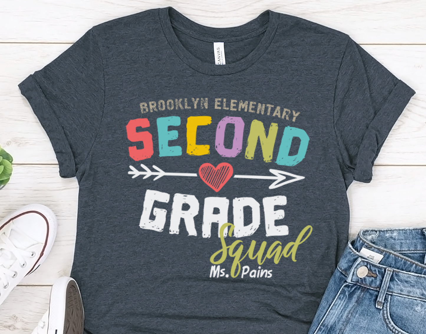 Personalized Second Grade Squad T-shirt - Teacher Crew Gift Shirt