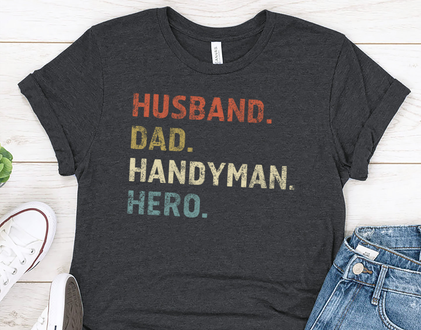 Husband. Dad. Handyman. Hero. T-Shirt for Men, Gift for Dads and Husbands Who Love Tools