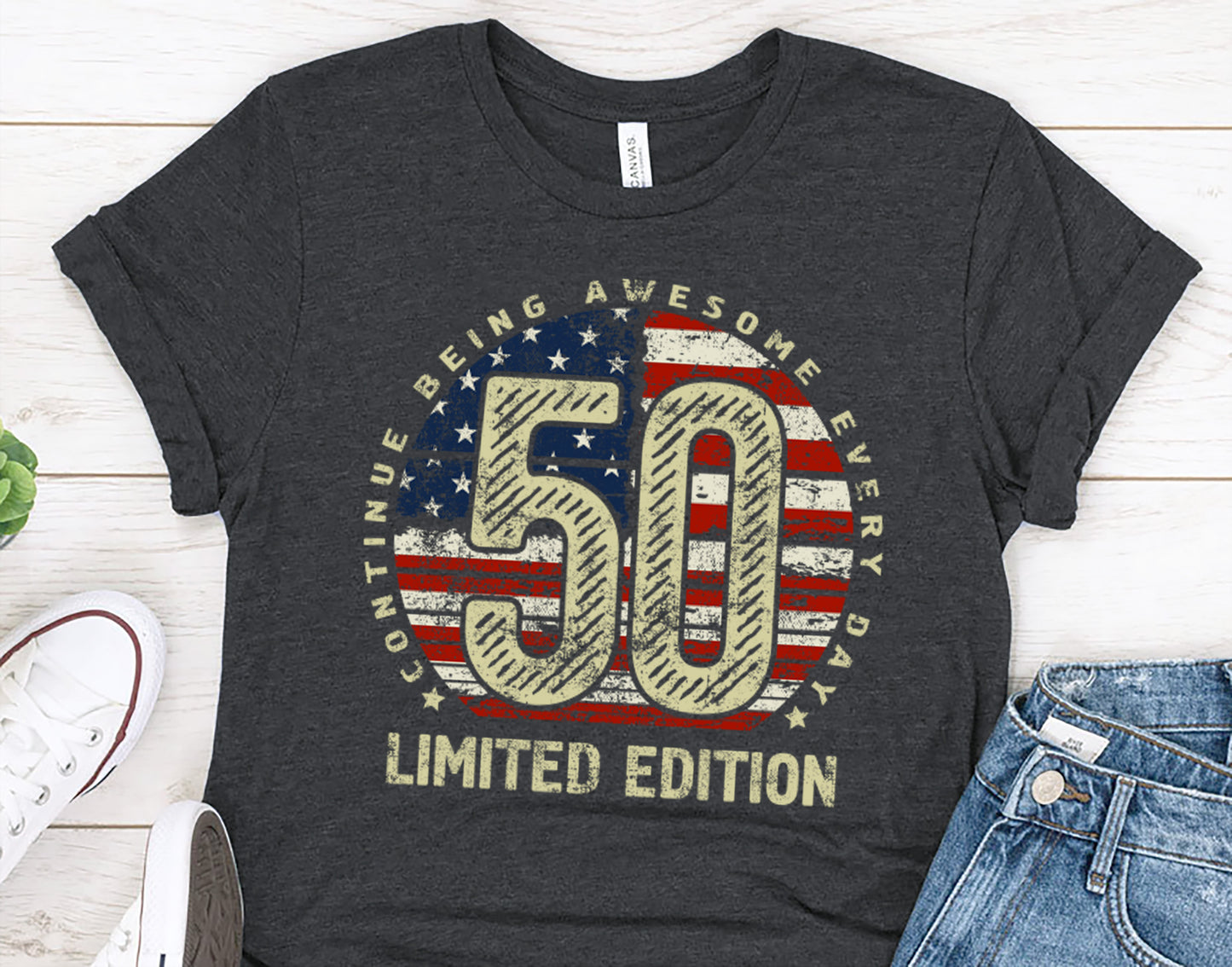 50th birthday Gift t-shirt for Men or Women, Turning 50 Celebration Tee, Made in USA Party Shirt