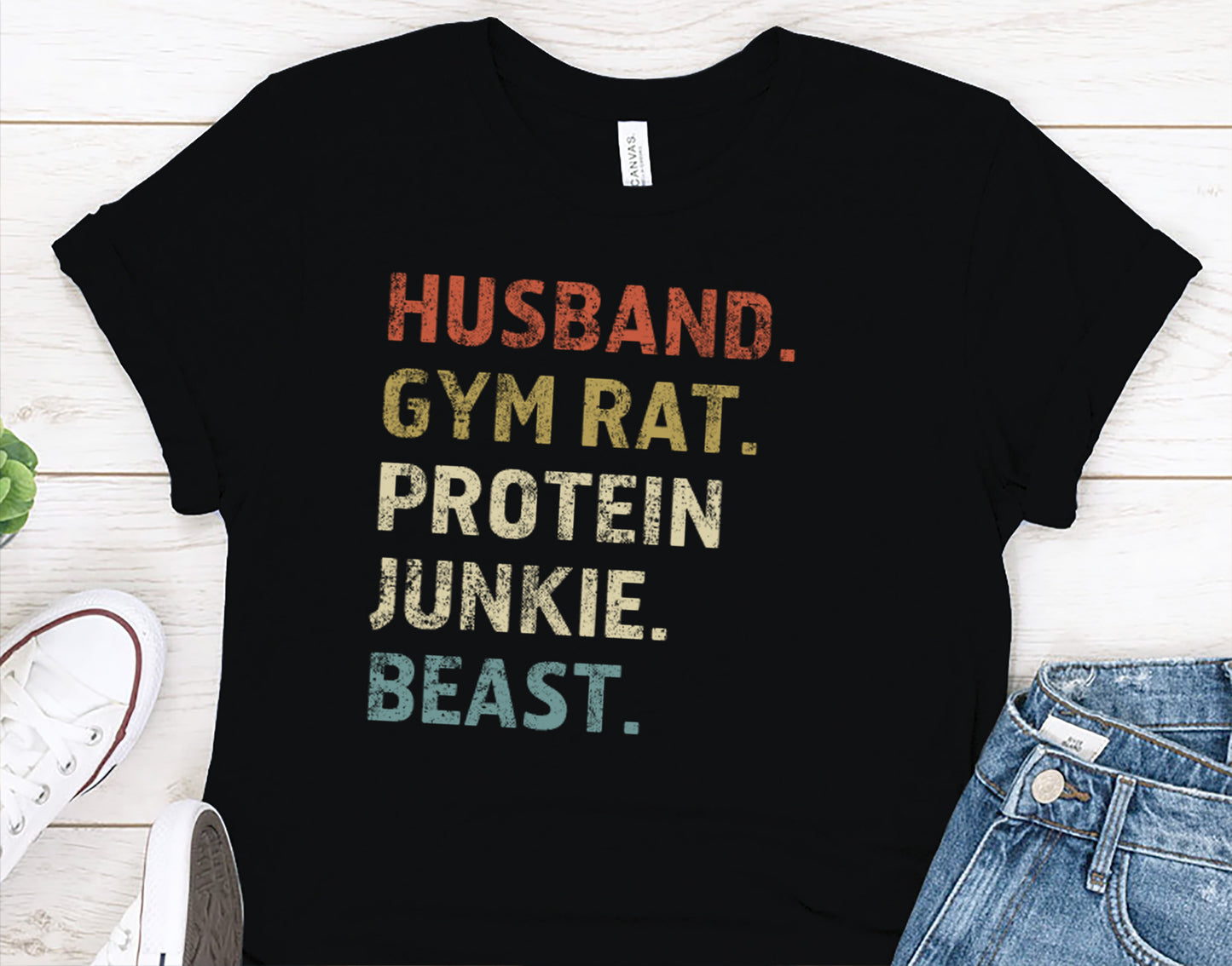 Husband. Gym Rat. Protein Junkie. Beast T-Shirt for Men, Gym Lover Gift