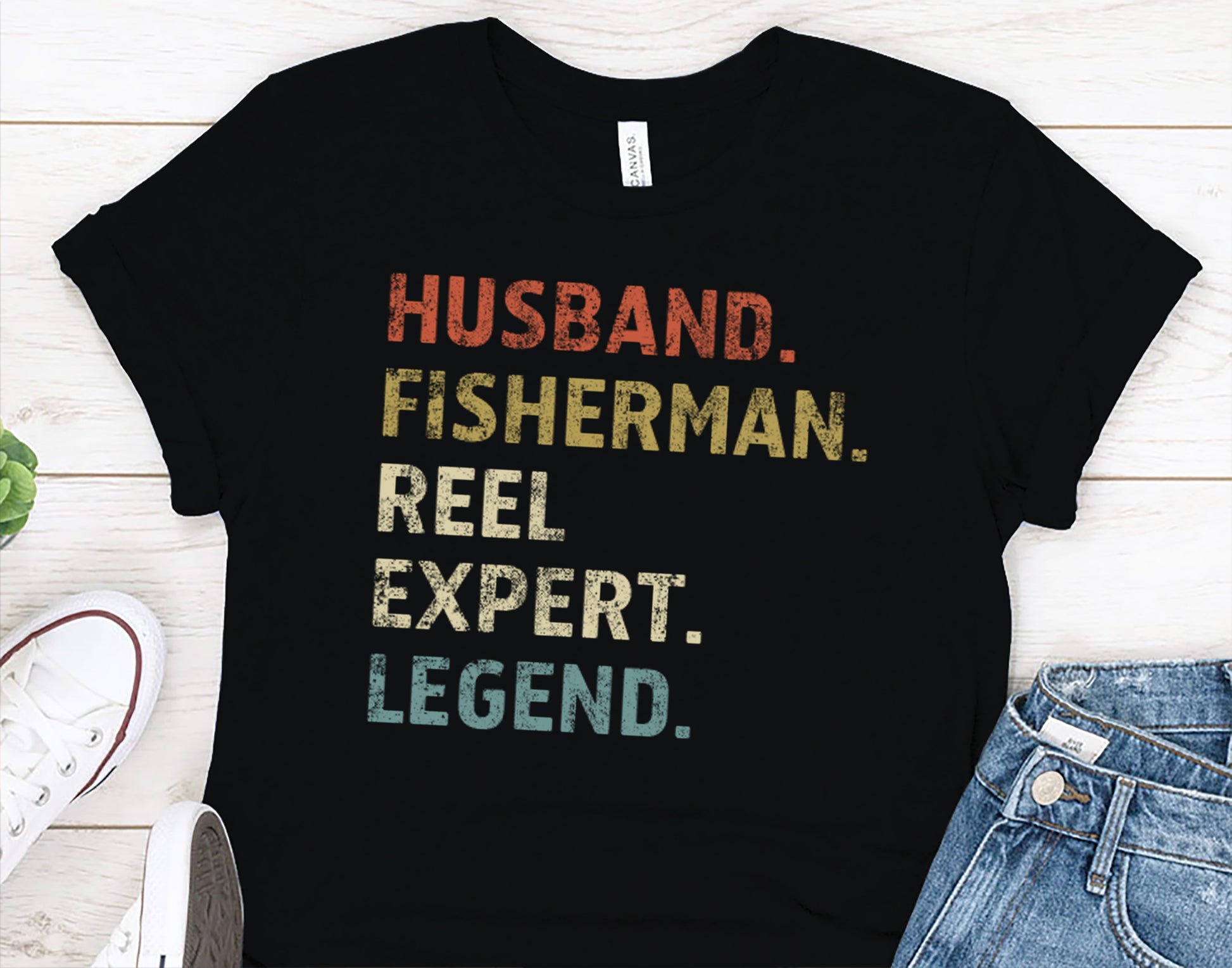 Husband. Fisherman. Reel Expert. Legend. – Funny Fishing T-Shirt for Men | Gift for Fishermen | Angler Tee