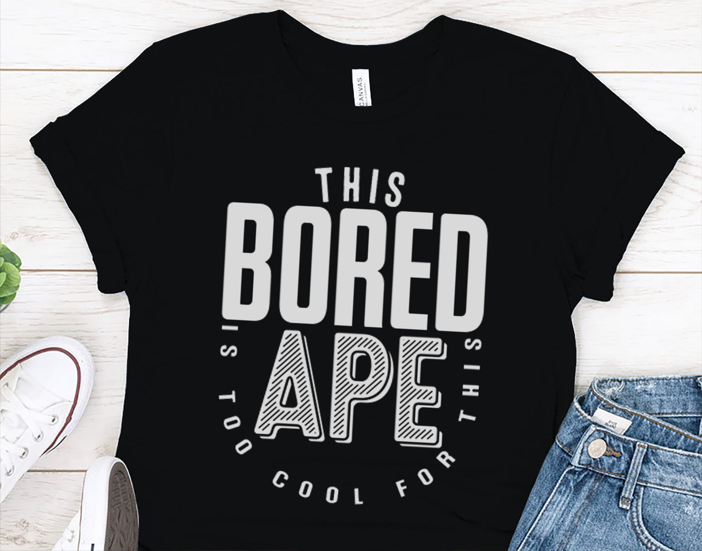 This Bored Ape Is Too Cool for This T-Shirt – Sarcastic Saying Shirt, Humorous Ape Tee, Crypto Lover Gift