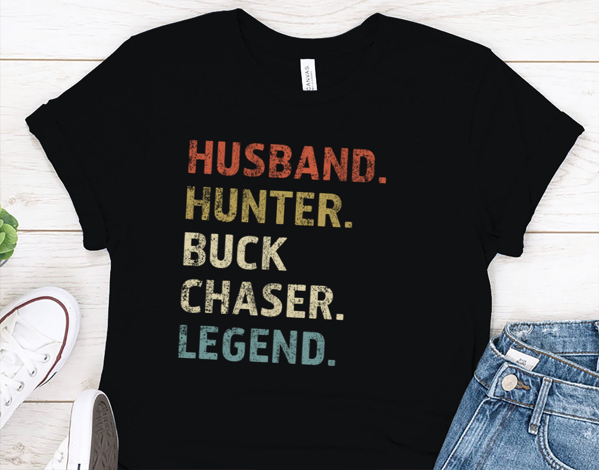 Husband. Hunter. Buck Chaser. Legend. Funny Hunting T-Shirt for Men