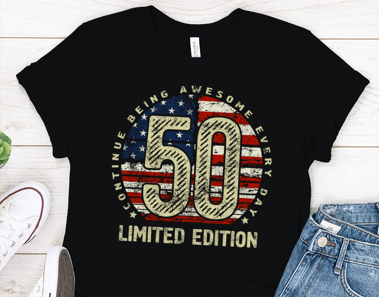 50th birthday Gift t-shirt for Men or Women, Turning 50 Celebration Tee, Made in USA Party Shirt