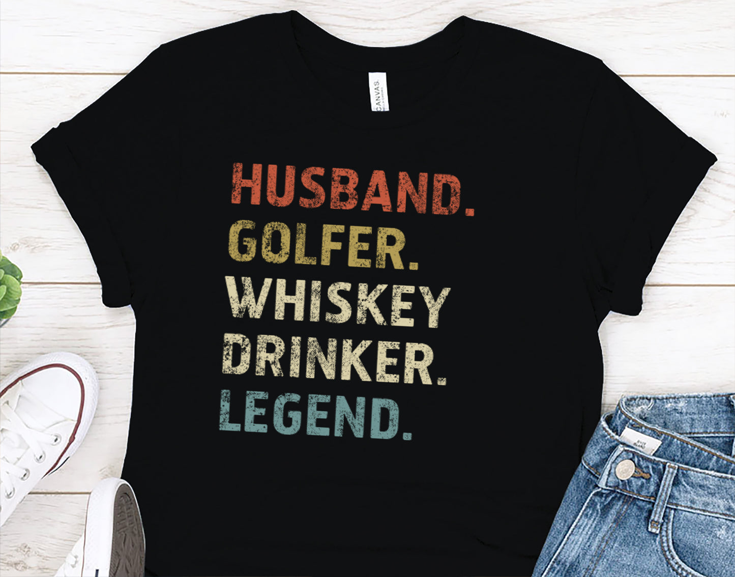 Husband. Golfer. Whiskey Drinker. Legend. T-Shirt for Men, Gift for Golfers