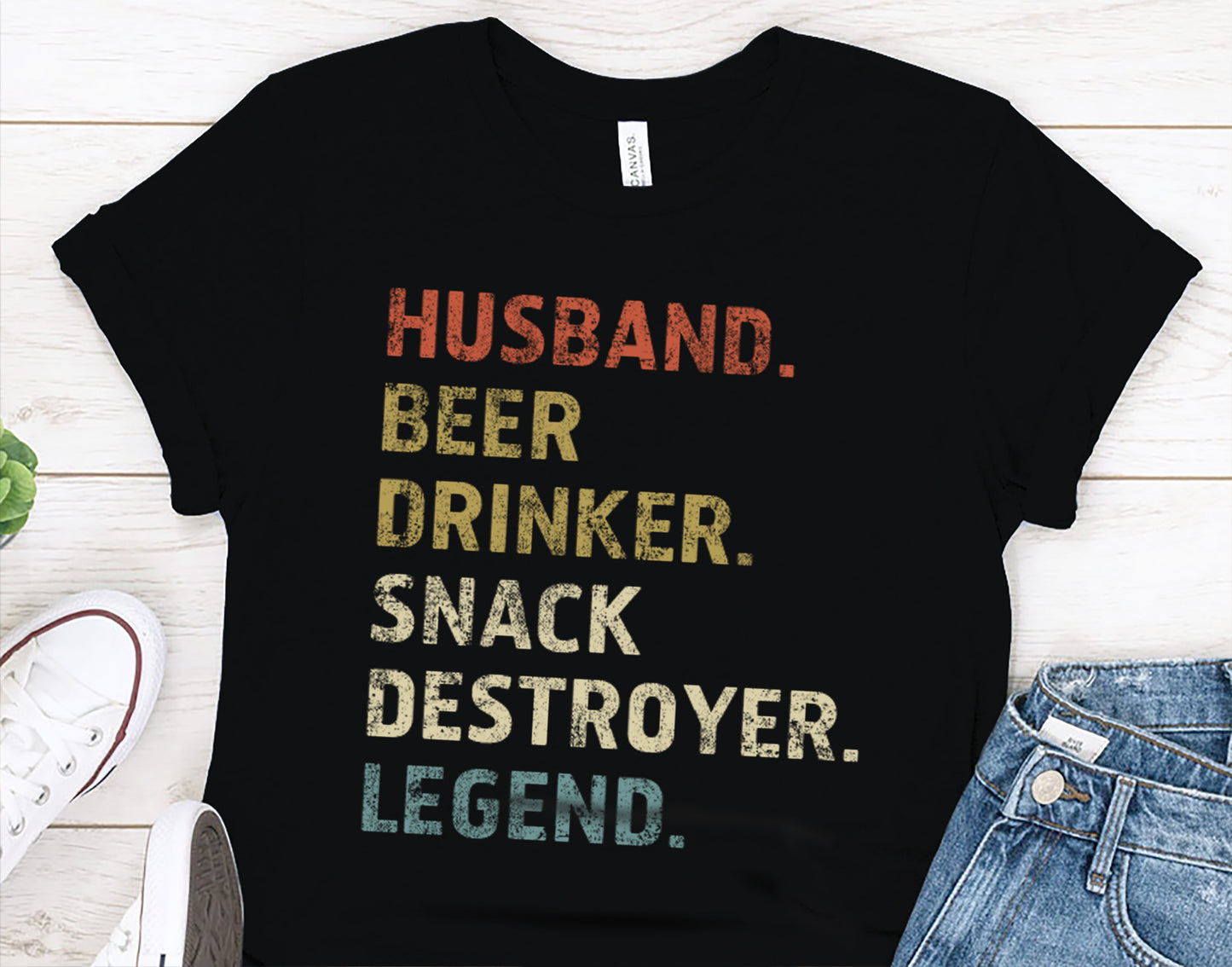 Husband. Beer Drinker. Snack Destroyer. Legend. Funny Drinking T-Shirt