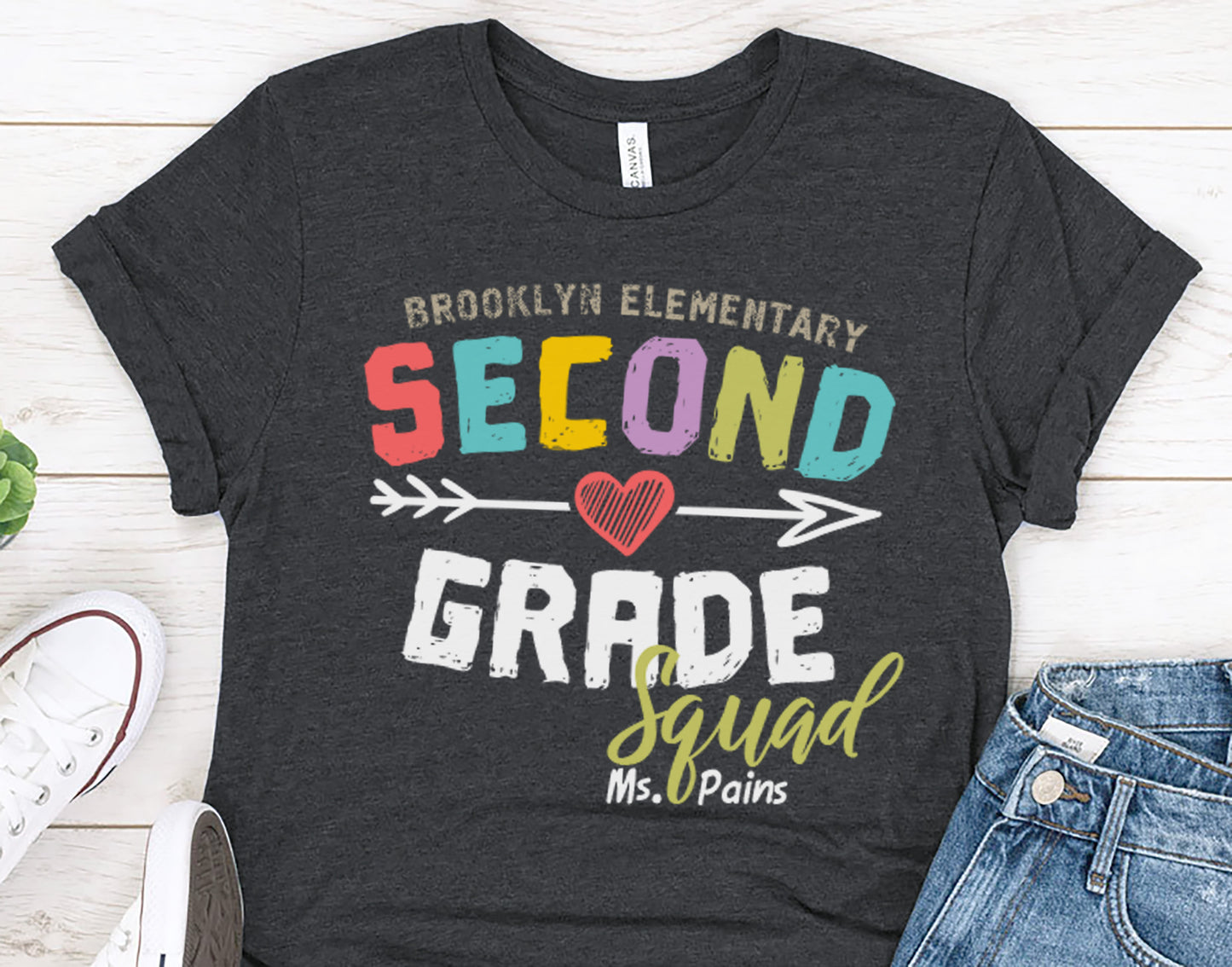 Personalized Second Grade Squad T-shirt - Teacher Crew Gift Shirt