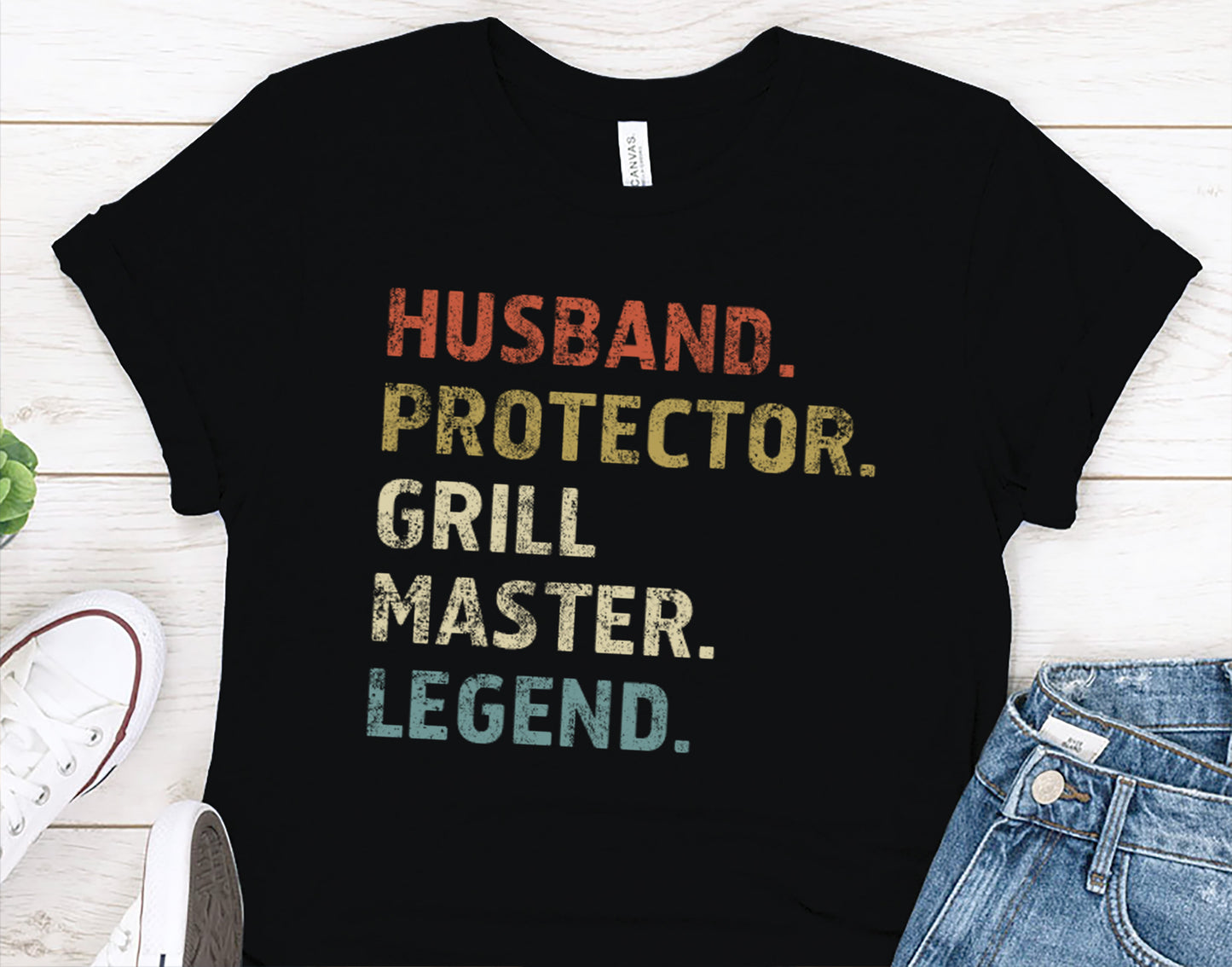 Husband, Protector, Grill Master, Legend – Funny BBQ Men’s Gift | Smoker T-Shirt for Him