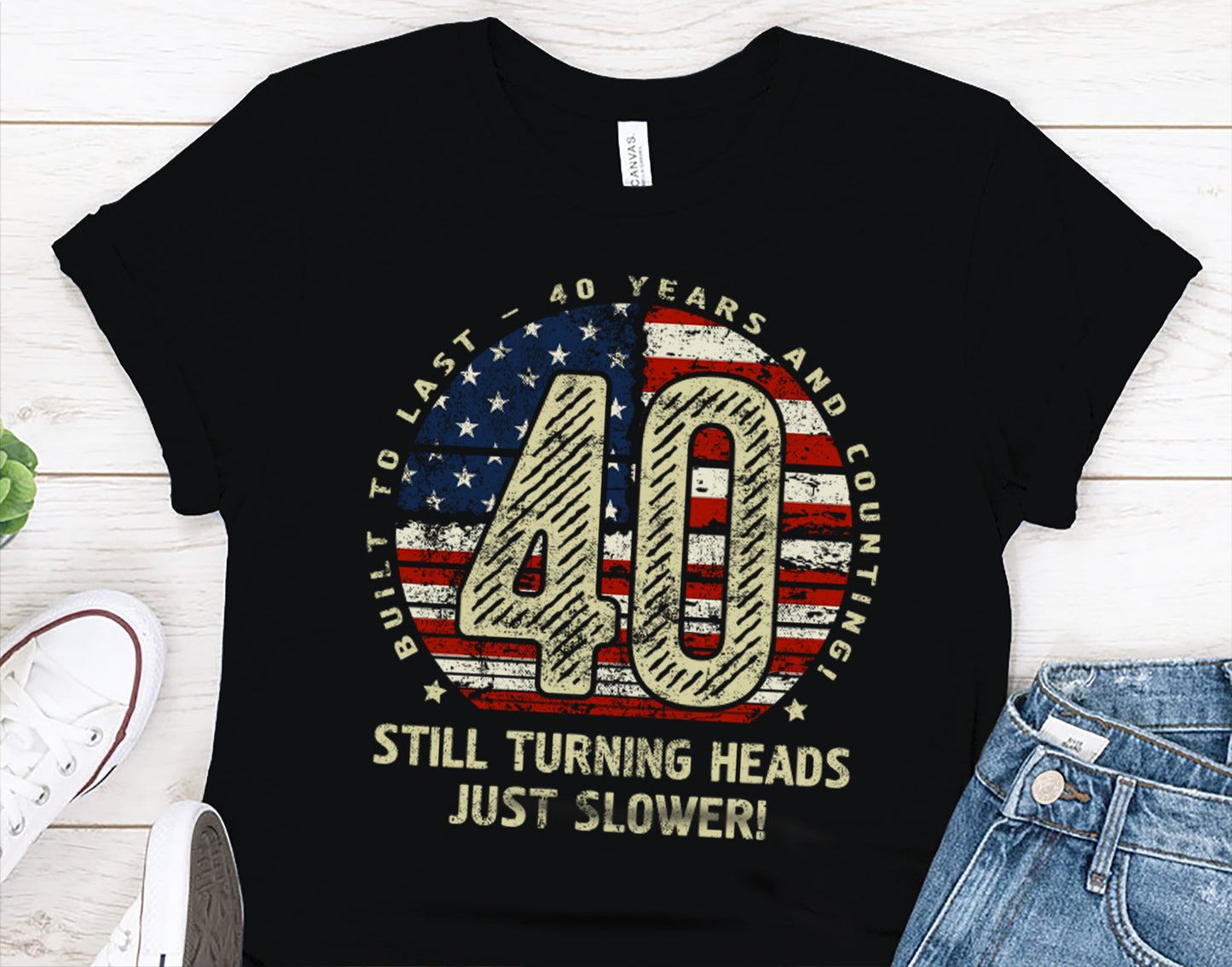 40th Birthday Gift T-Shirt for Husband or Wife, Turning 40 Years TShirt for Men or Women 012