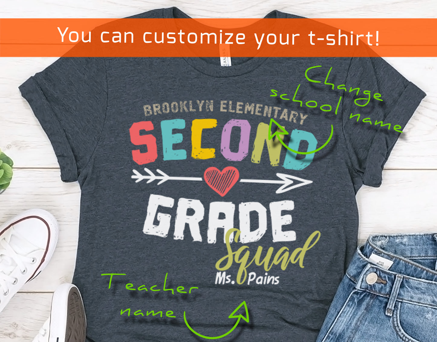 Personalized Second Grade Squad T-shirt - Teacher Crew Gift Shirt