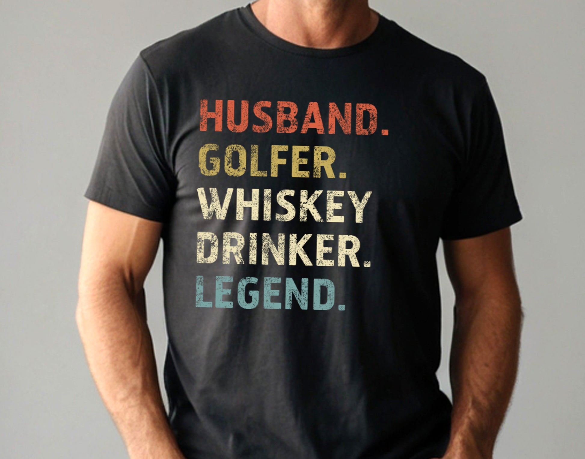 Husband. Golfer. Whiskey Drinker. Legend. T-Shirt for Men, Gift for Golfers