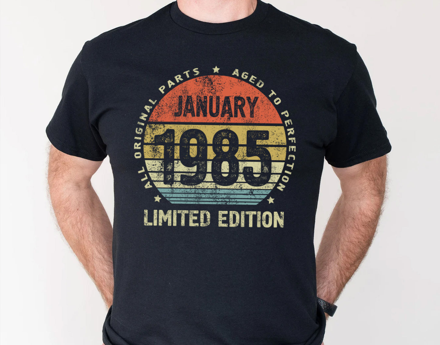 January 1985 birthday Gift t-shirt for Men or Women, 40 Anniversary Tee, Made in 1985 Party Shirt, Aged to Perfection