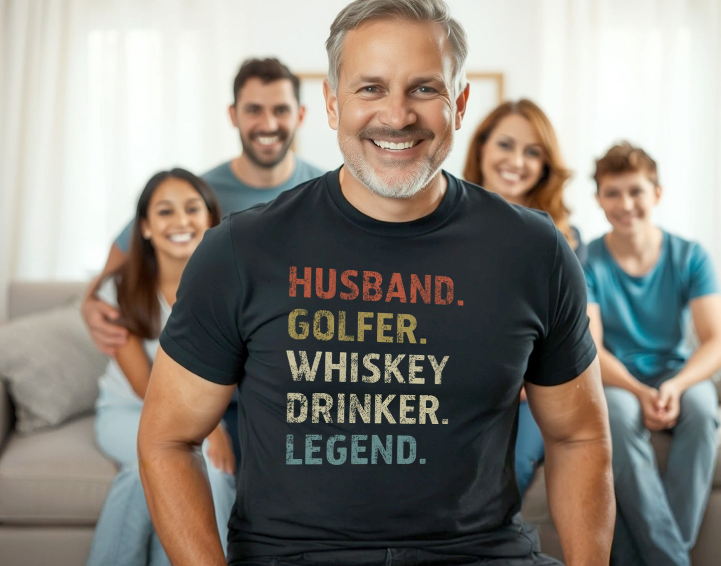 Husband. Golfer. Whiskey Drinker. Legend. T-Shirt for Men, Gift for Golfers