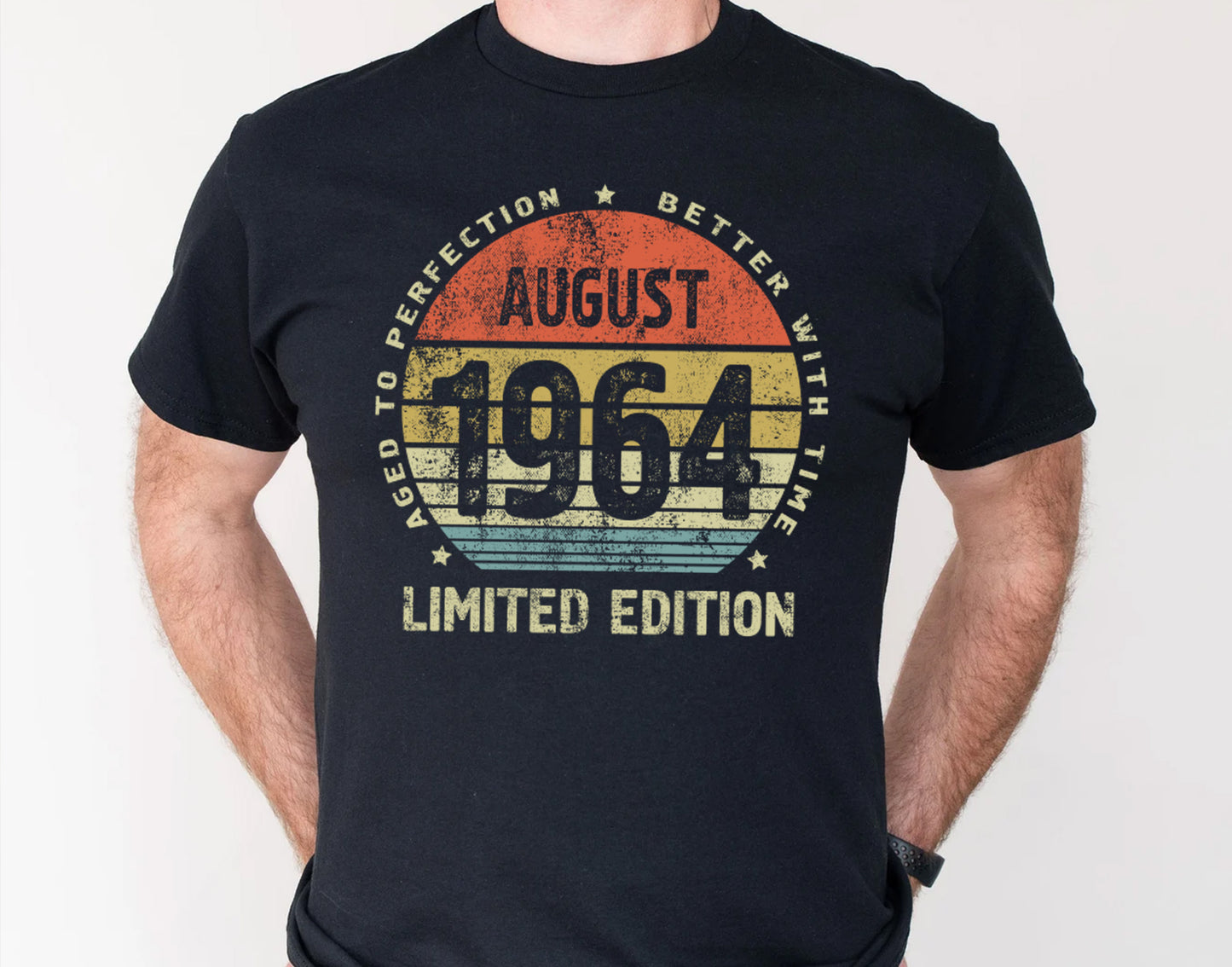 August 1964 birthday gift t-shirt, Born in August shirt, Aged to Perfection Better with Time