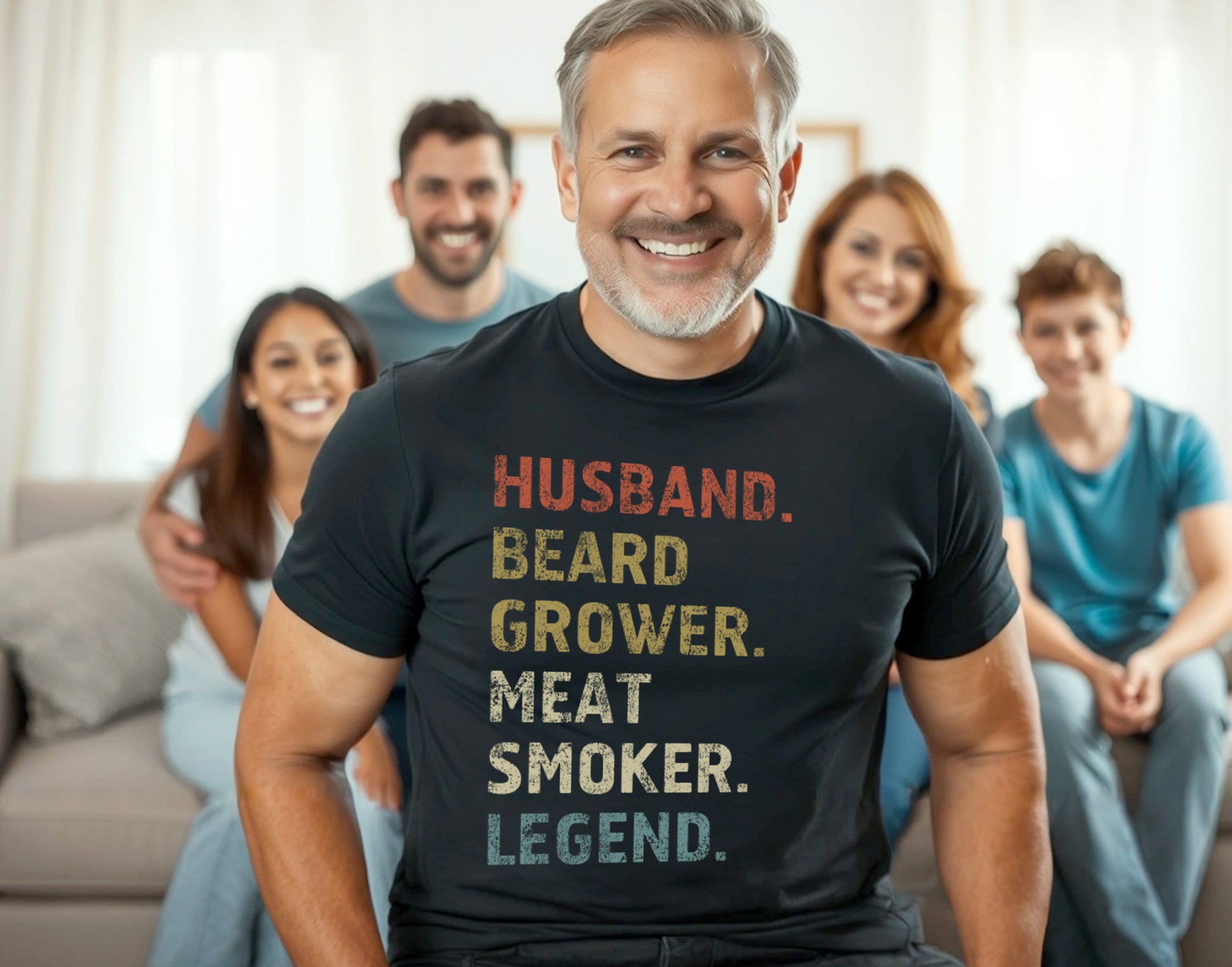 Husband. Beard Grower. Meat Smoker. Legend. BBQ and Beard Lover T-Shirt for Men