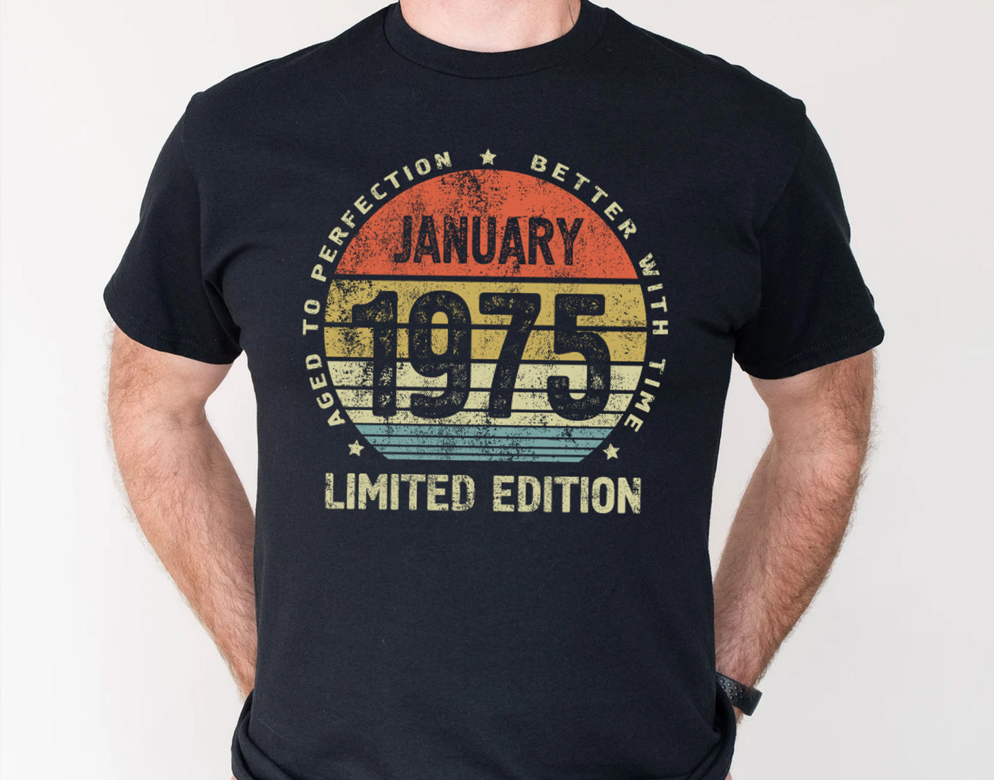 January 1975 birthday Gift t-shirt for Men or Women, 50 Anniversary Tee, Made in 1975 Party Shirt, Better with Time