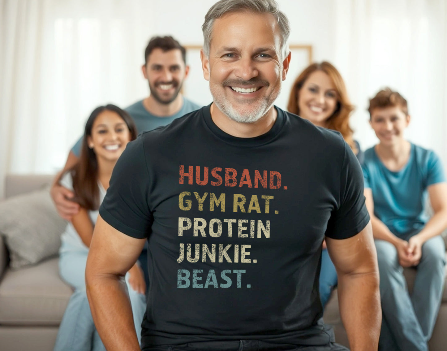 Husband. Gym Rat. Protein Junkie. Beast T-Shirt for Men, Gym Lover Gift