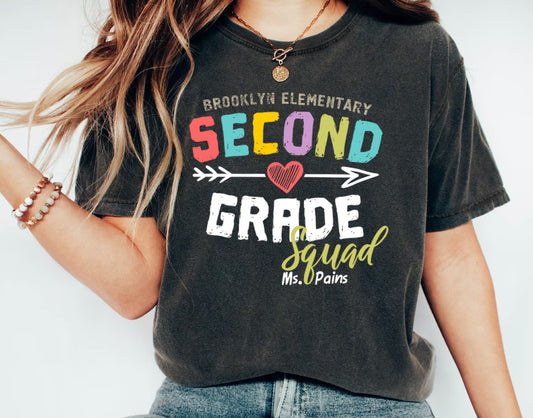 Personalized Second Grade Squad T-shirt - Teacher Crew Gift Shirt