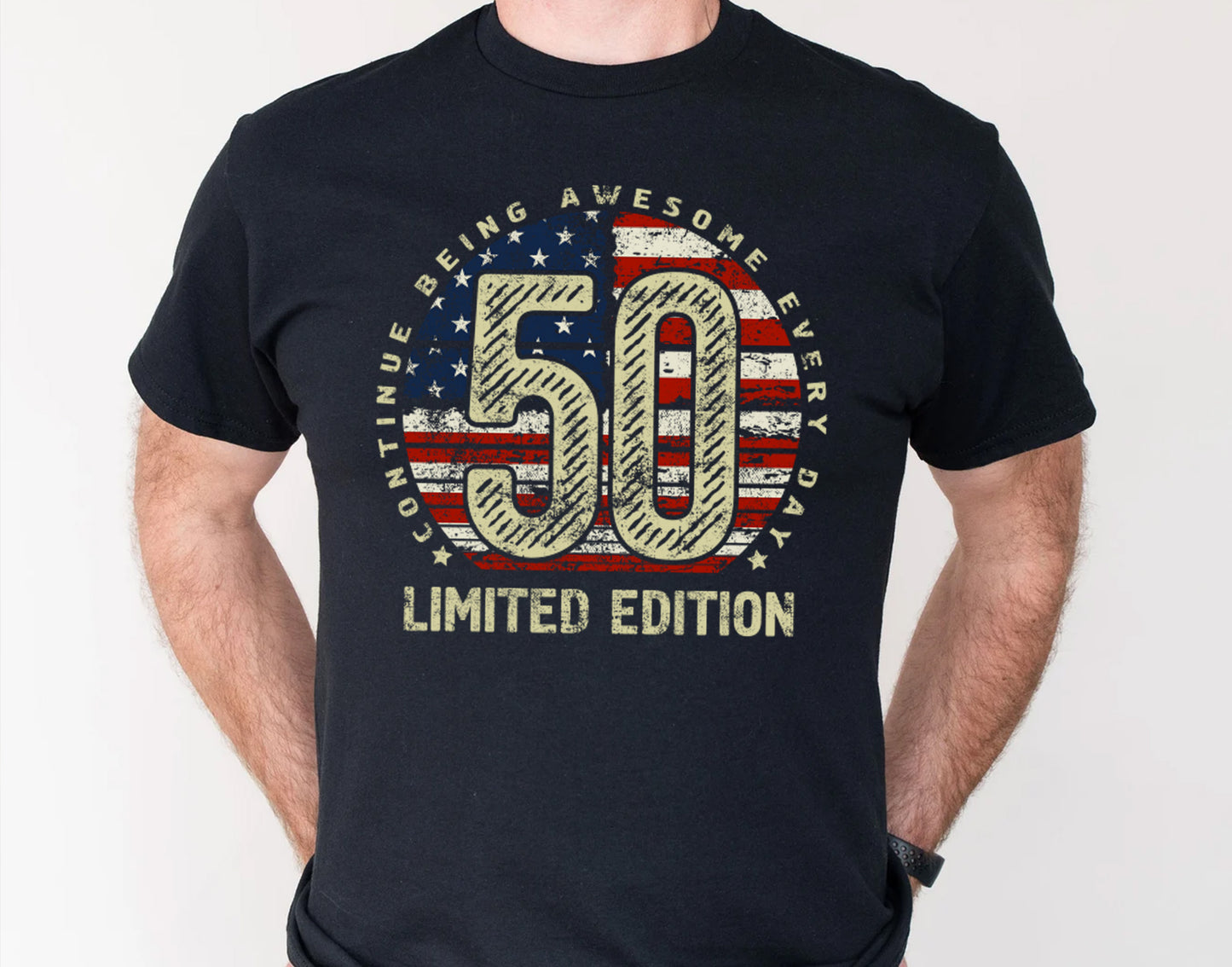 50th birthday Gift t-shirt for Men or Women, Turning 50 Celebration Tee, Made in USA Party Shirt