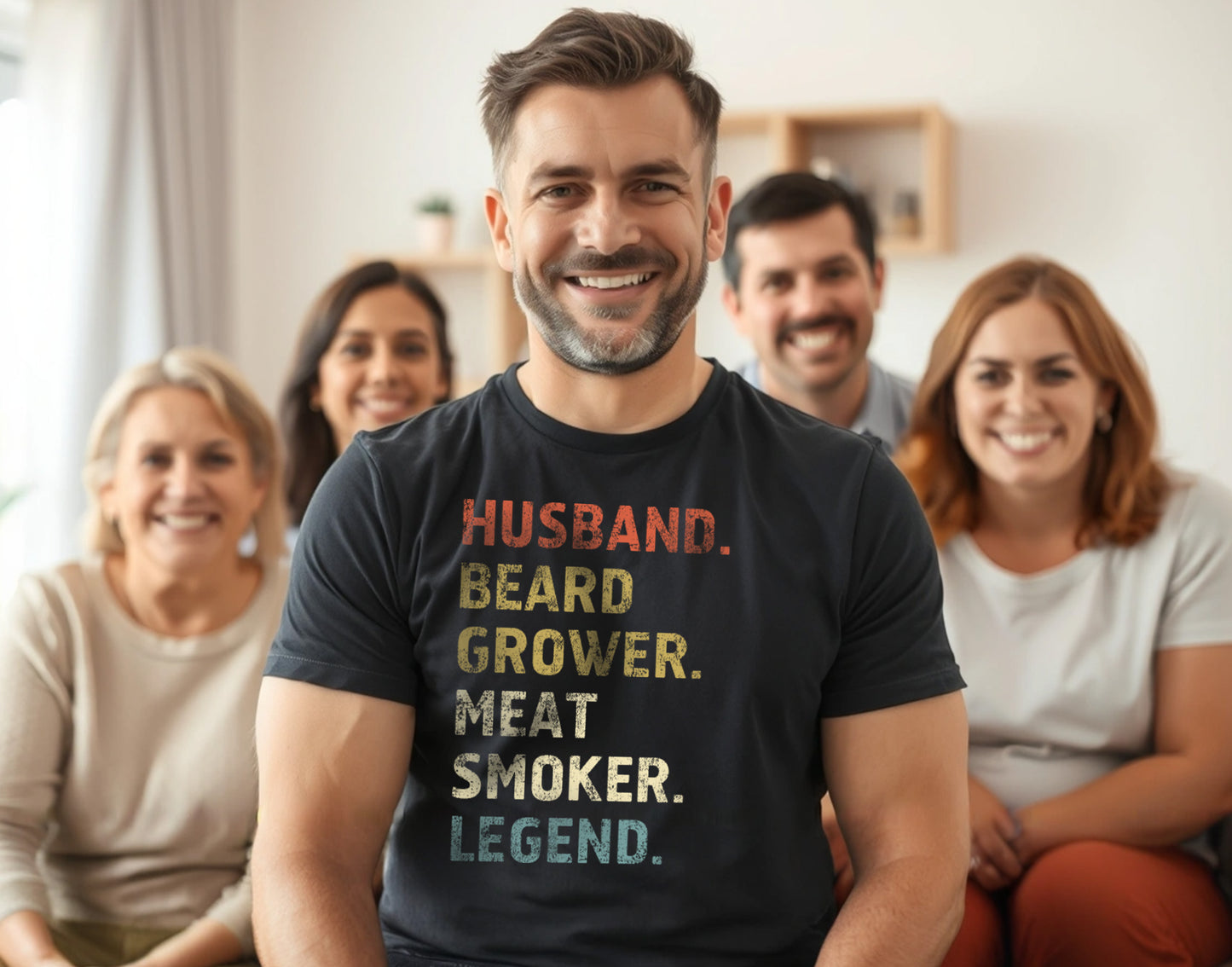 Husband. Beard Grower. Meat Smoker. Legend. BBQ and Beard Lover T-Shirt for Men