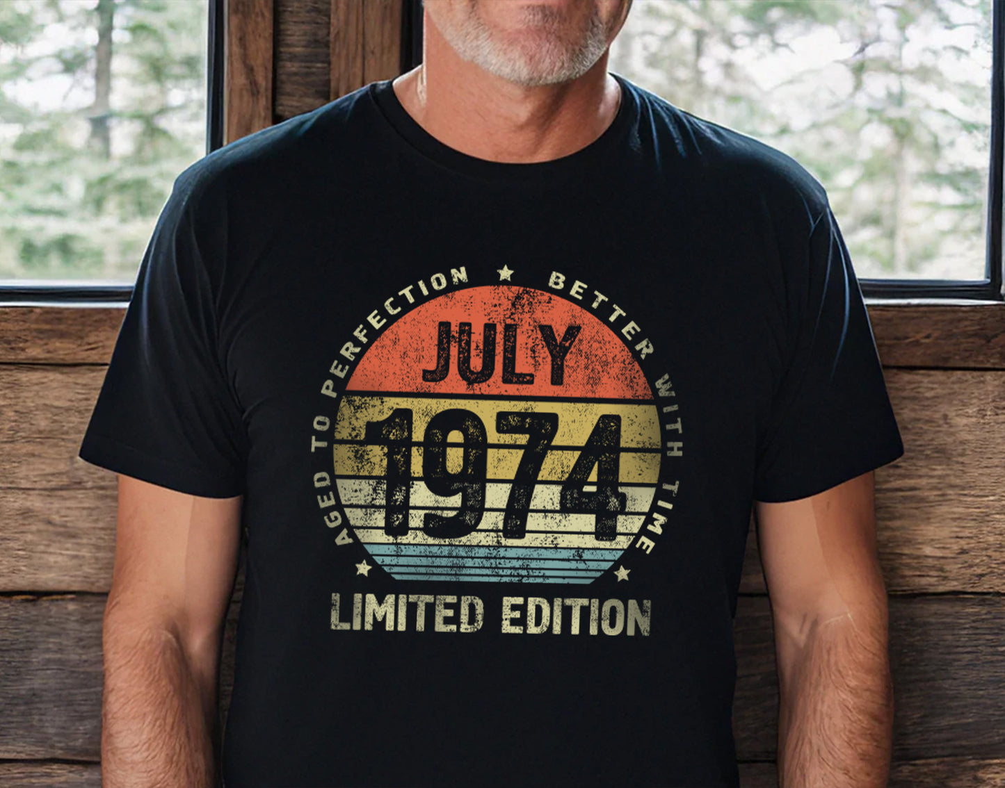 July 1974 Birthday Gift T-Shirt for men or women, Aged to Perfection Better with Time