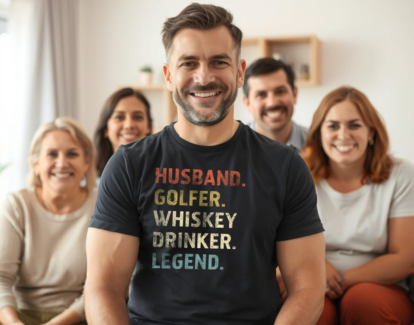 Husband. Golfer. Whiskey Drinker. Legend. T-Shirt for Men, Gift for Golfers