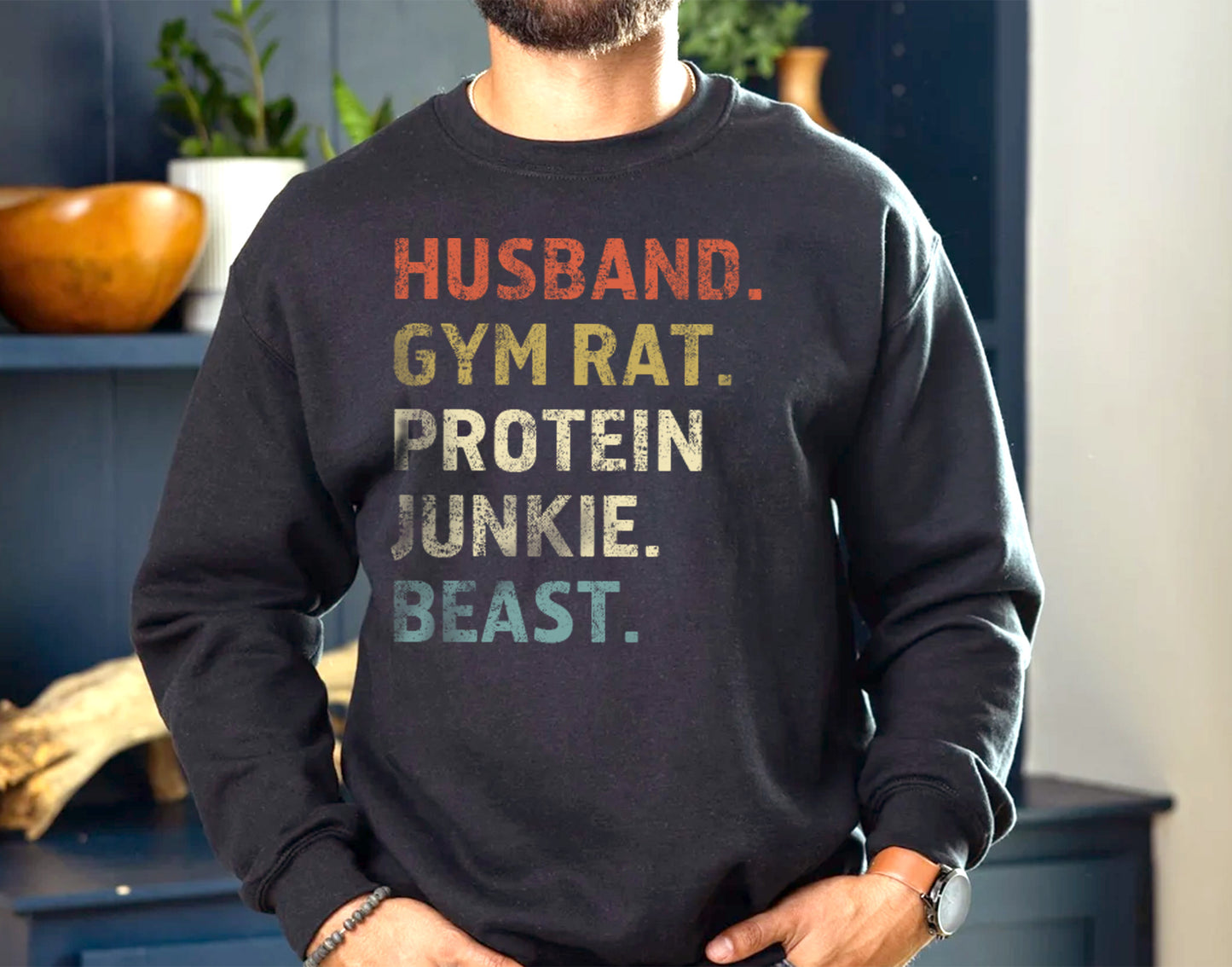 Husband. Gym Rat. Protein Junkie. Beast T-Shirt for Men, Gym Lover Gift