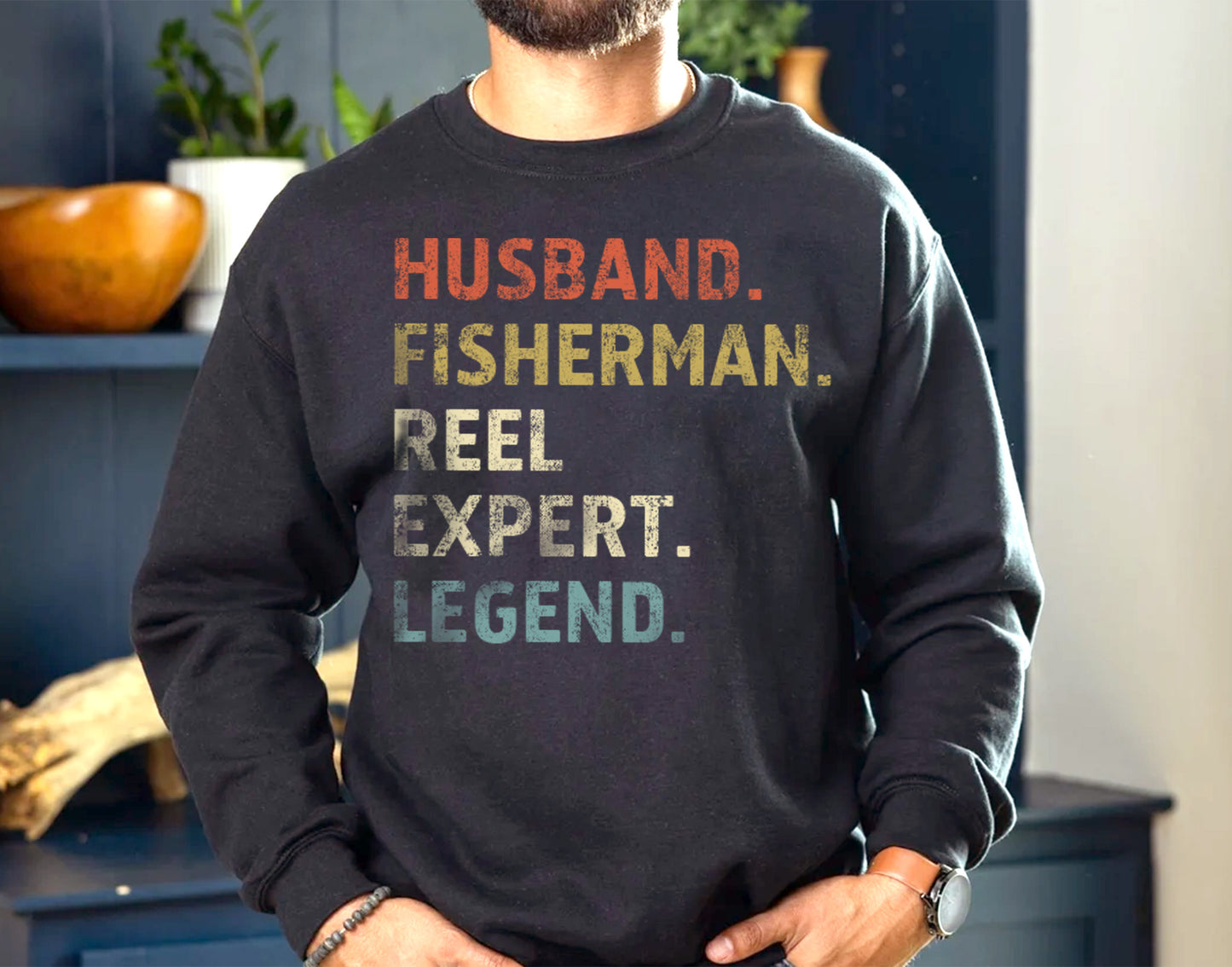 Husband. Fisherman. Reel Expert. Legend. – Funny Fishing T-Shirt for Men | Gift for Fishermen | Angler Tee