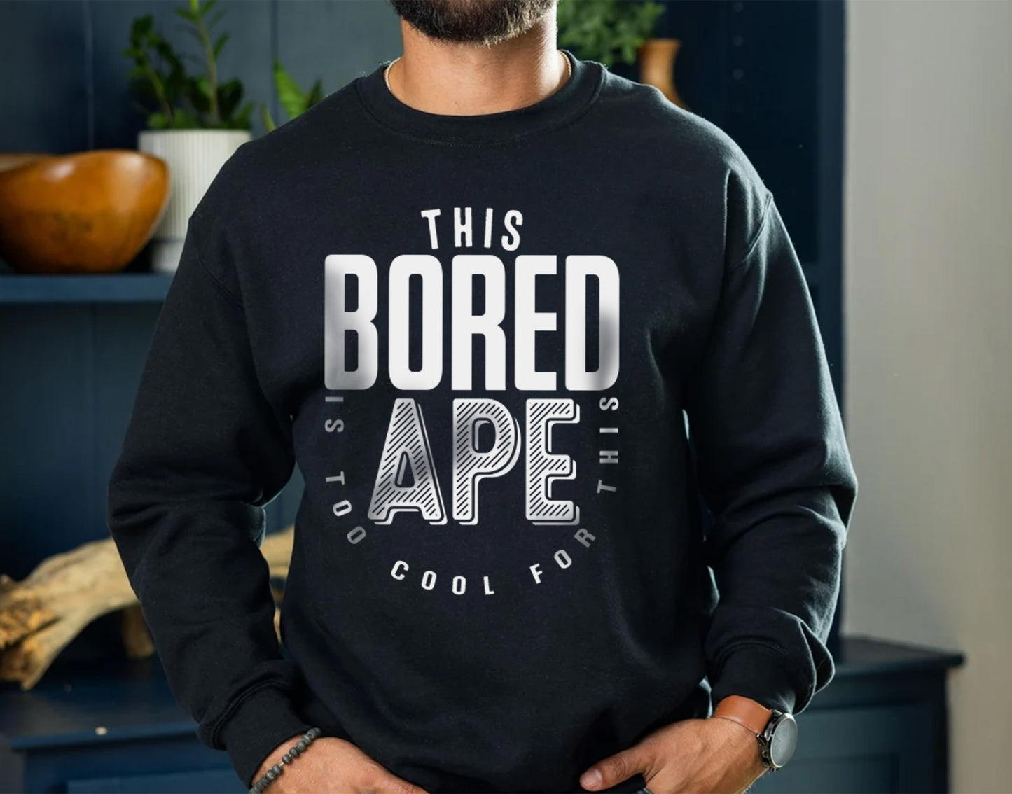 This Bored Ape Is Too Cool for This T-Shirt – Sarcastic Saying Shirt, Humorous Ape Tee, Crypto Lover Gift