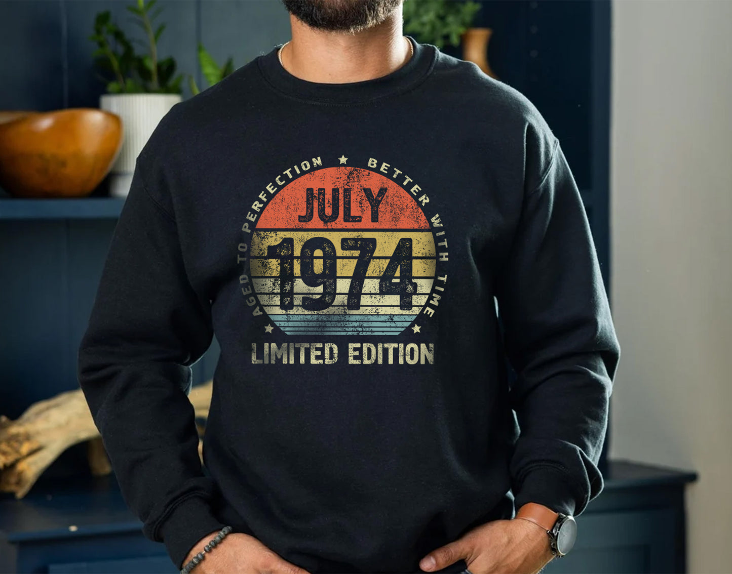 July 1974 Birthday Gift T-Shirt for men or women, Aged to Perfection Better with Time