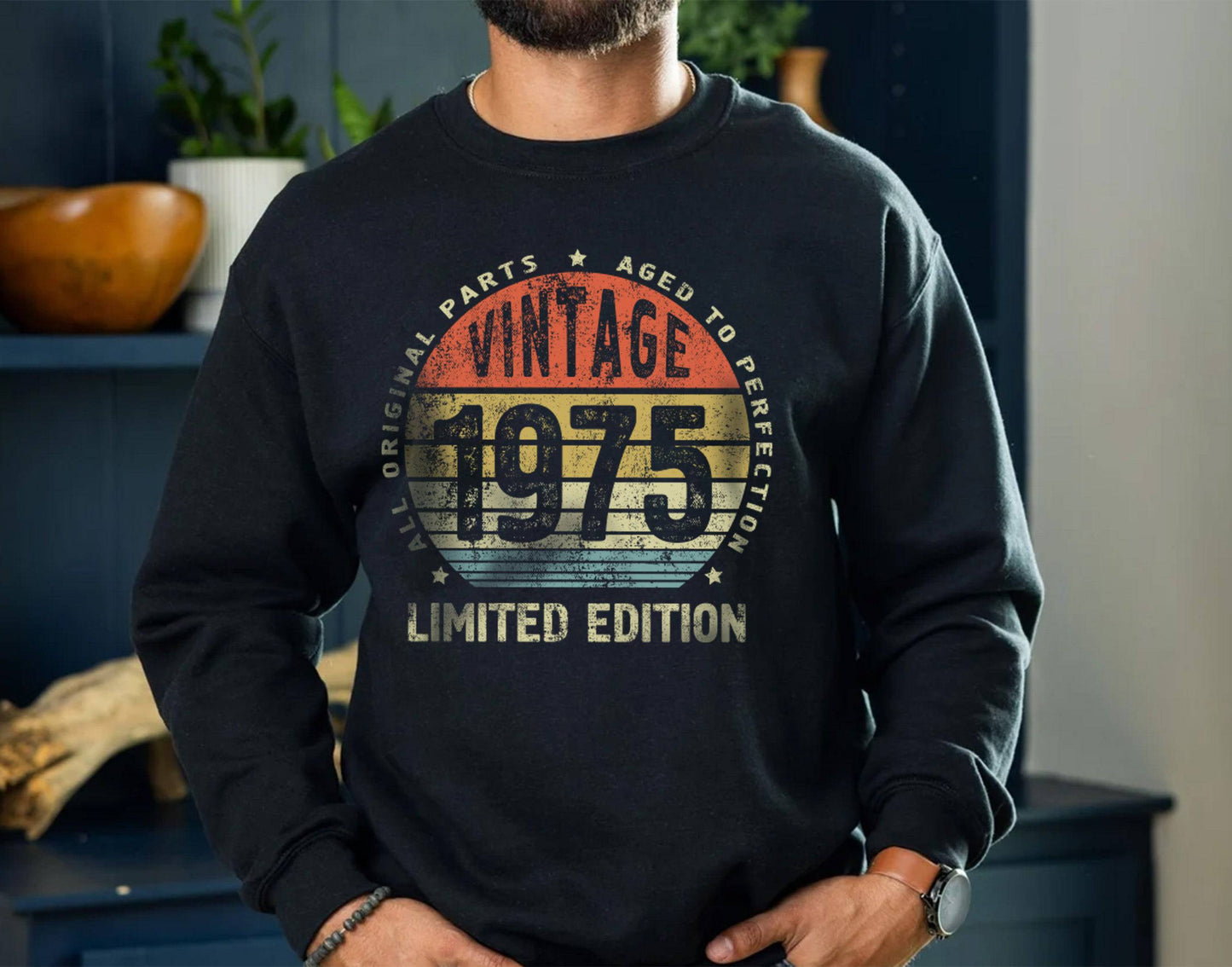 Vintage 1975 birthday Gift shirt for Husband or Wife, Aged to Perfection