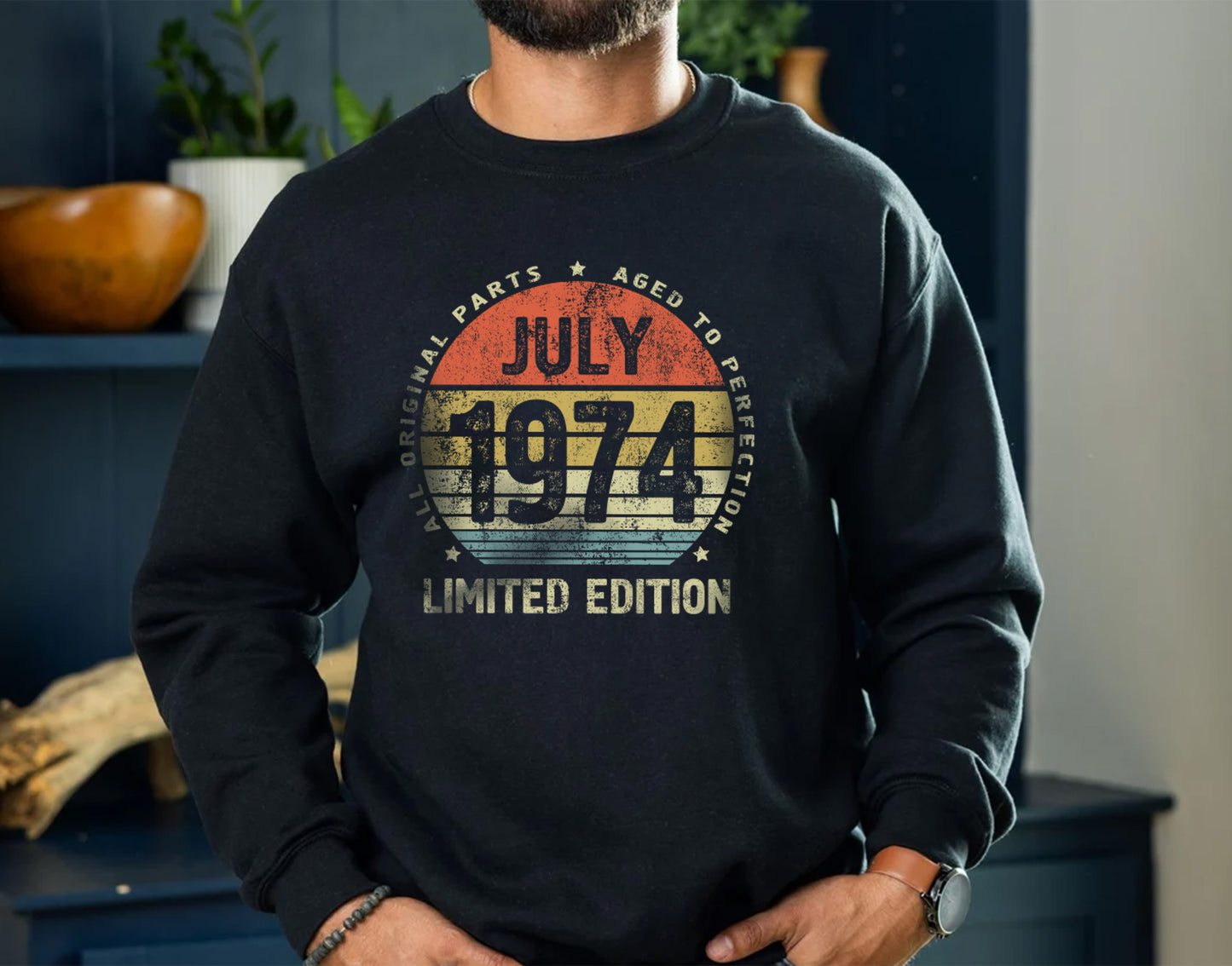 July 1974 Birthday Gift T-Shirt for men or women, All Original Parts Aged to Perfection