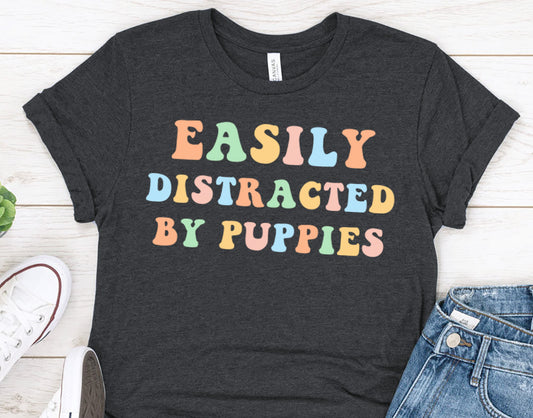 Easily Distracted by Puppies - Cute Dog Lover t-shirt - 37 Design Unit