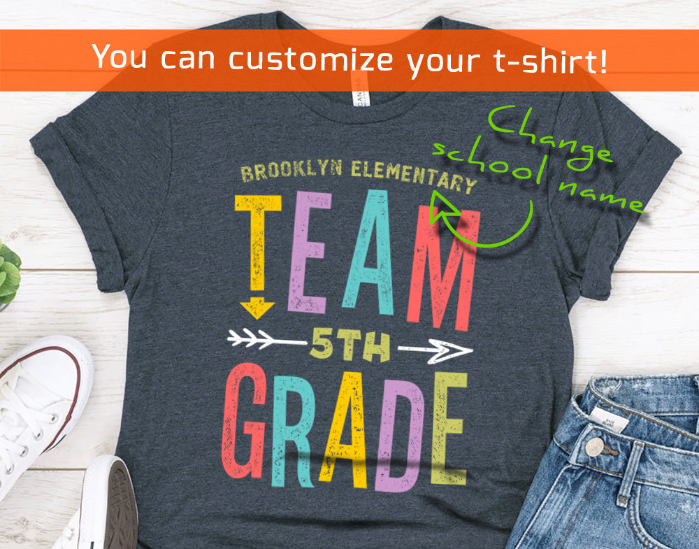 Team 5th Grade Personalized Shirt - Fifth Grade Squad Tee - Back to School Teacher t-shirt