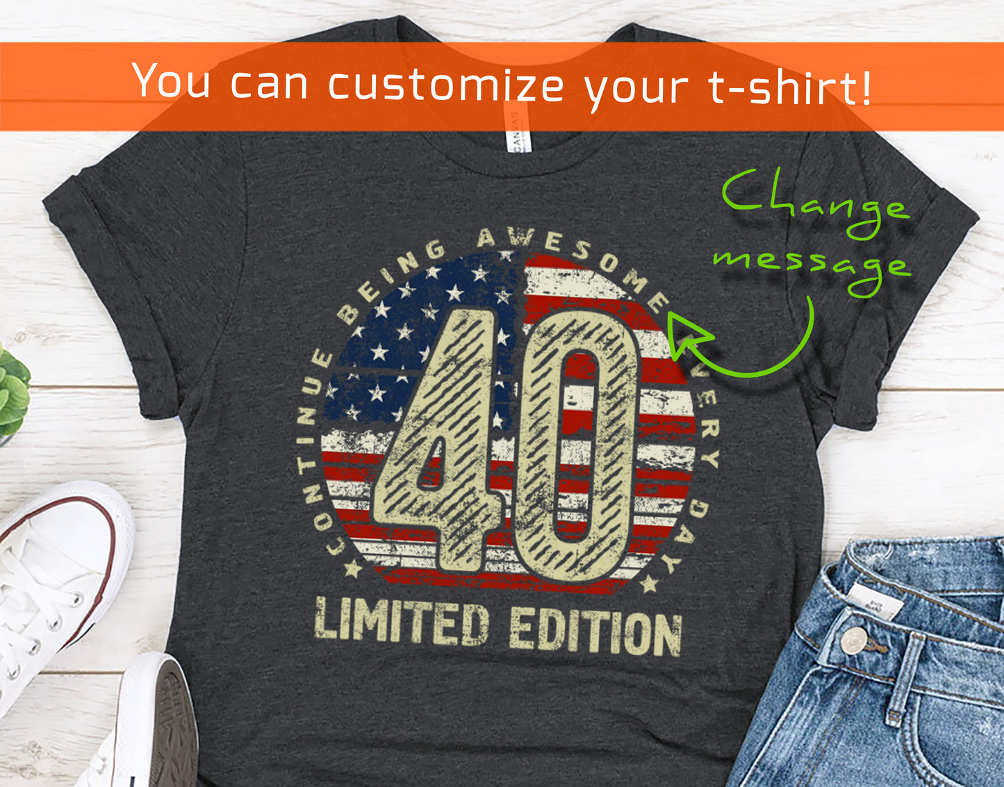 40th birthday Gift t-shirt for Men or Women, Turning 40 Celebration Tee, Made in USA Party Shirt