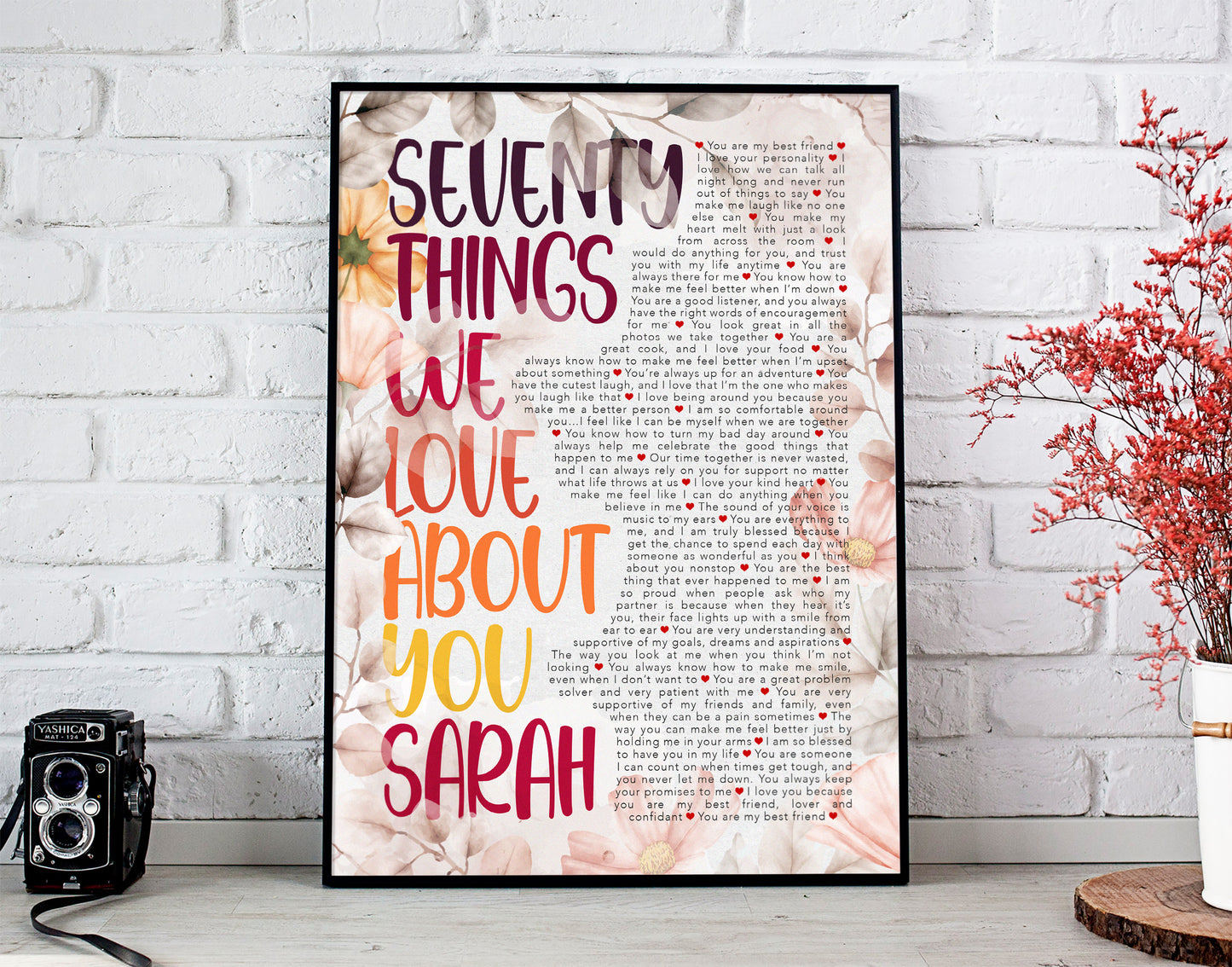 70th Birthday Gift for Women - Seventy Things We Love About You - Digital Canvas Print File