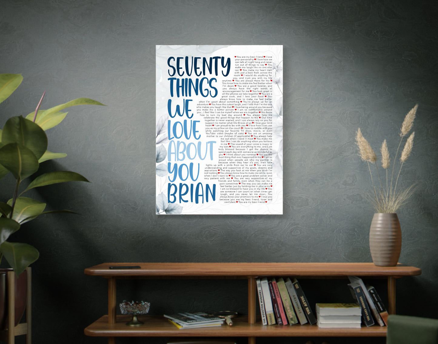 Seventy Things We Love About You - 70th Birthday gift for men - Digital Canvas Print File