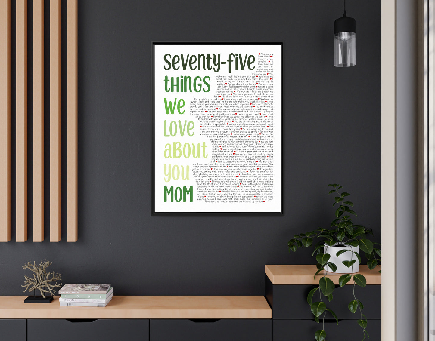 Seventy Five Things We Love About You - 75th Birthday gift for women - Digital Canvas Print File