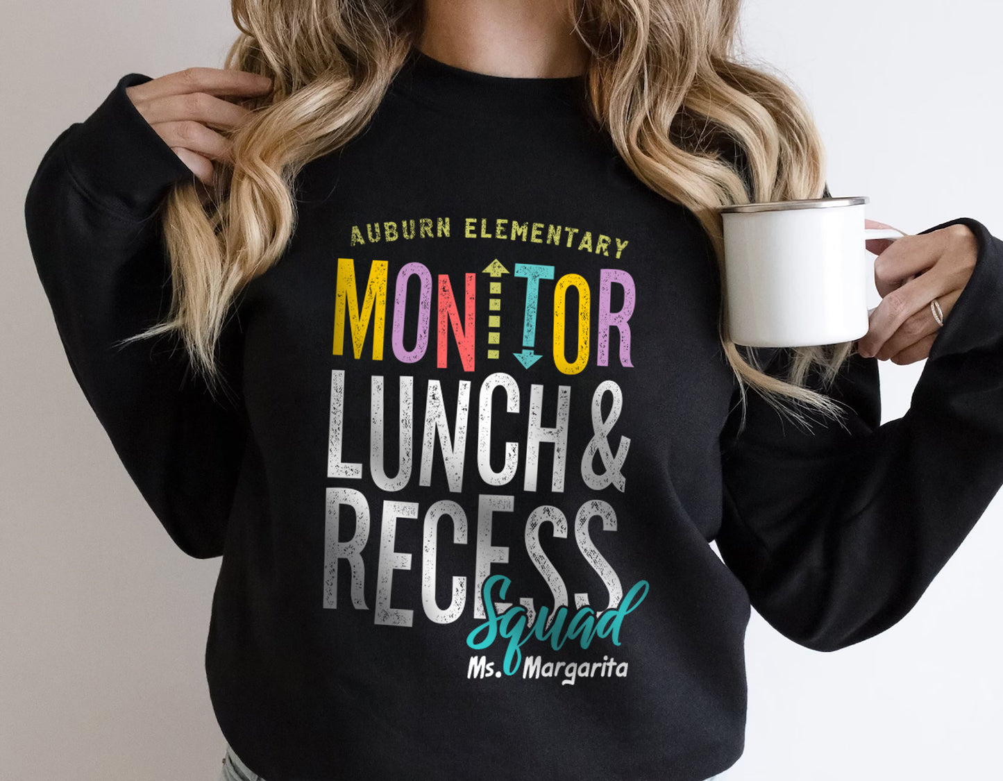 Personalized School Monitor T-Shirt - Monitor Lunch and Recess - Custom Name & School