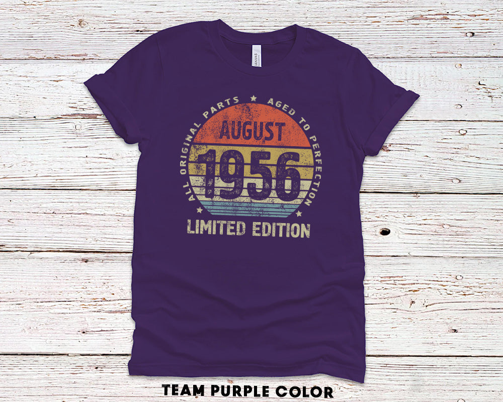 Vintage August 1956 shirt for women or men - 65th birthday gift t-shirt for sister or brother - 65 anniversary tshirt for wife or husband - All Original Parts Aged to Perfection - 37 Design Unit