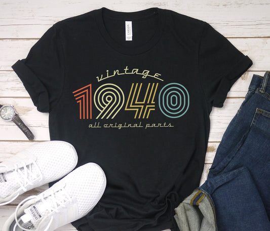 Vintage 1940 Birthday gift t-shirt for women or men