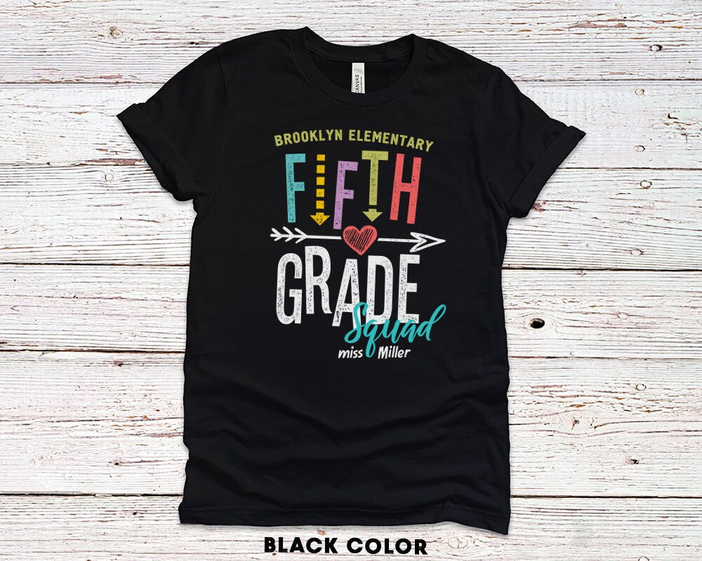 Personalized Fifth Grade Team Shirt - Teacher Crew Shirt - School Squad Gift Tee